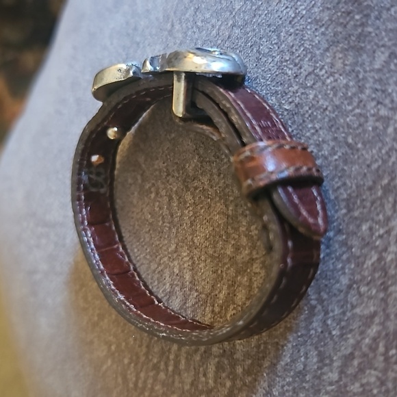 BRIGHTON Cowboy Core Brown Leather Scroll Buckle Belt Bracelet 07135 - Picture 3 of 8